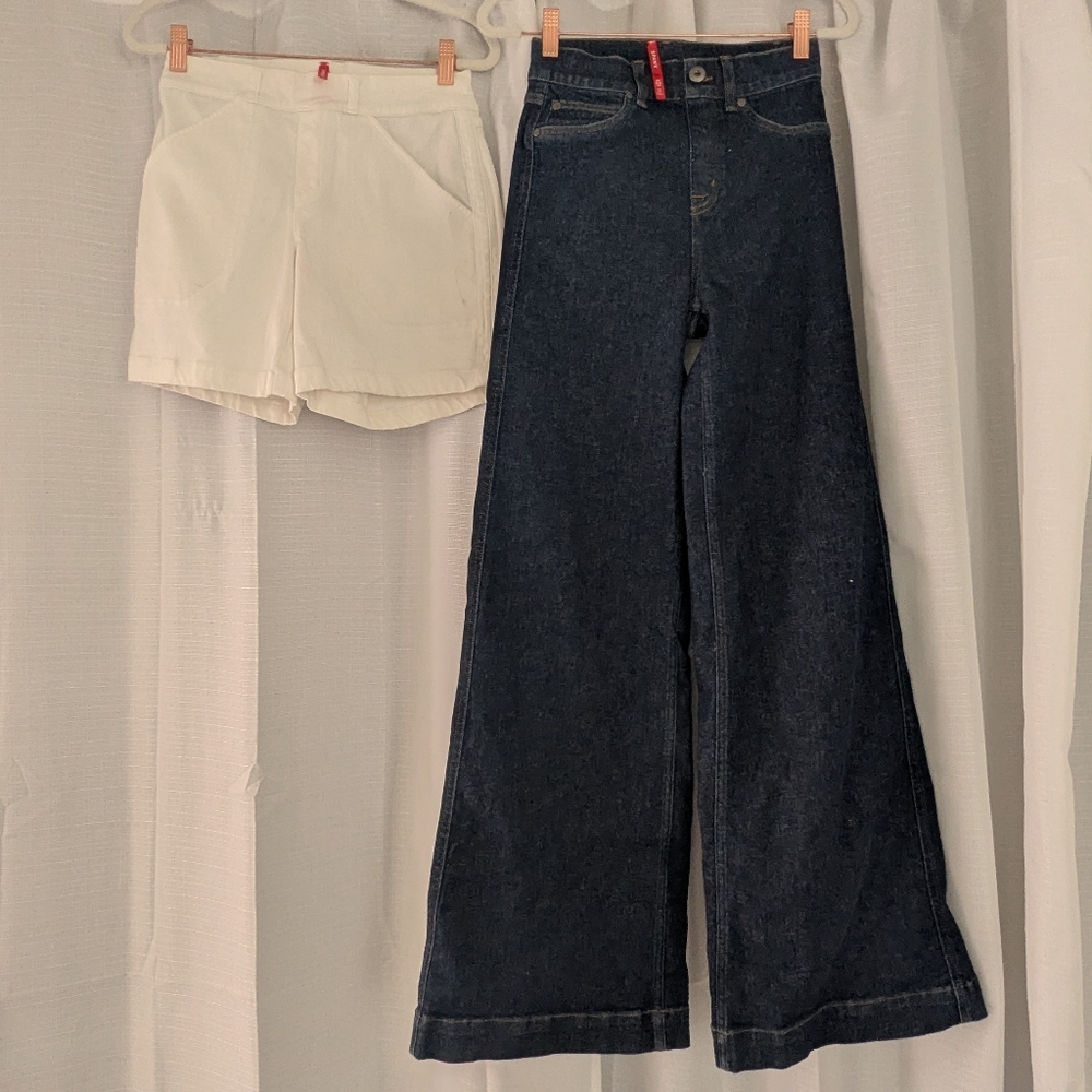 Spanx XS Wide Leg Jean & White Short Bundle